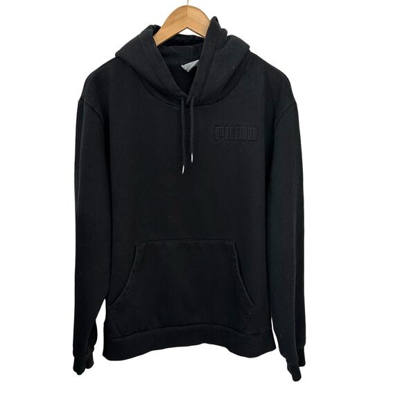 Puma Sweatshirt Pullover Hoodie Mens XXL Pocket Black Cotton Comfort Stretch - Picture 1 of 8